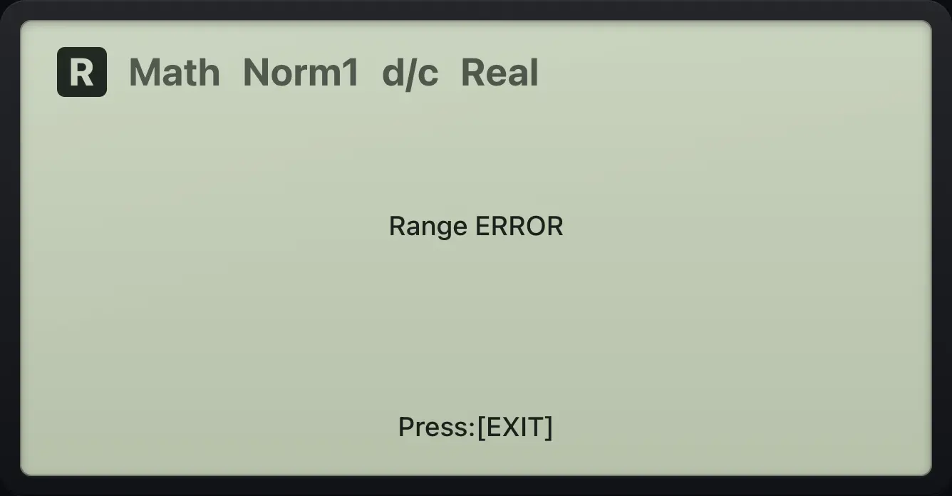 Result of the example "An impossible window" The display shows: Range ERROR / Press:[EXIT].