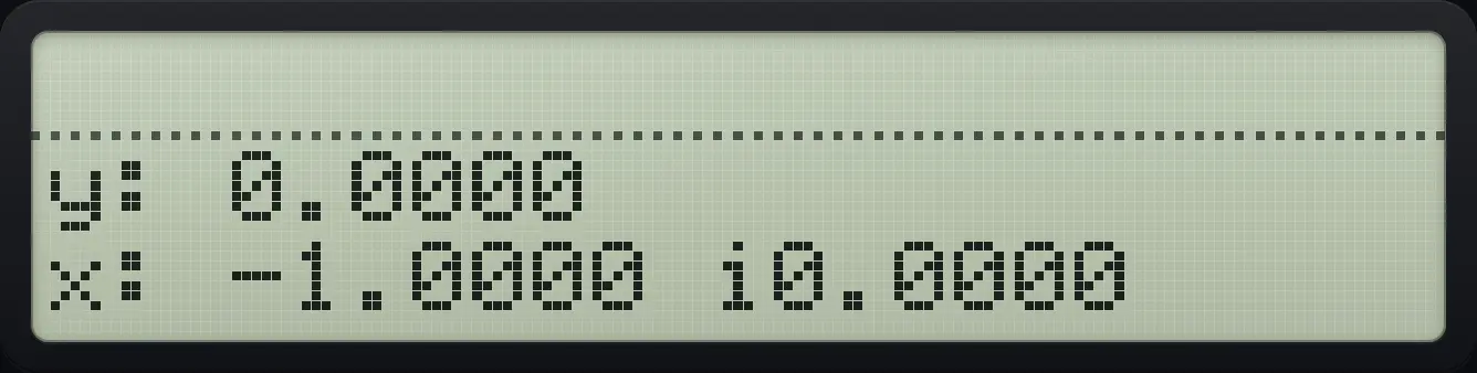 Result of the example "Square of i" The display shows: y: 0.0000 / x: -1.0000 i0.0000.
