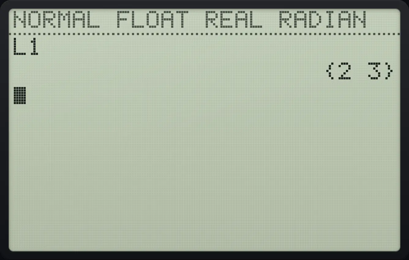Result of the example "Delete a value" The display shows: L1 / {2 3}.