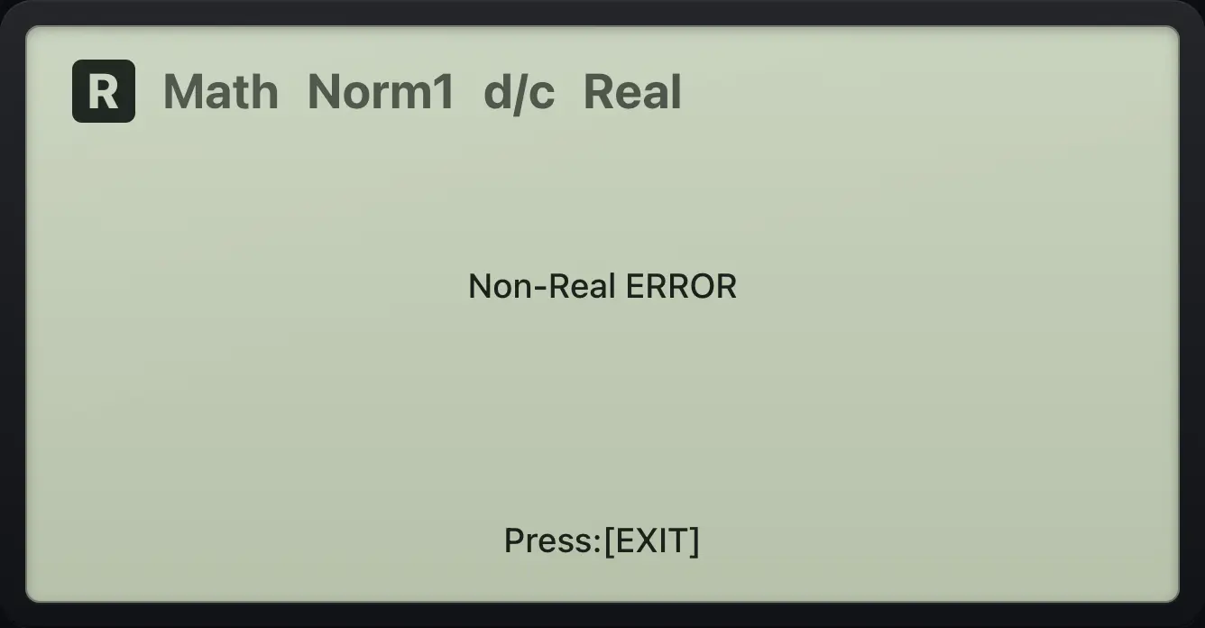 Result of the example "Real mode refuses" The display shows: Non-Real ERROR / Press:[EXIT].
