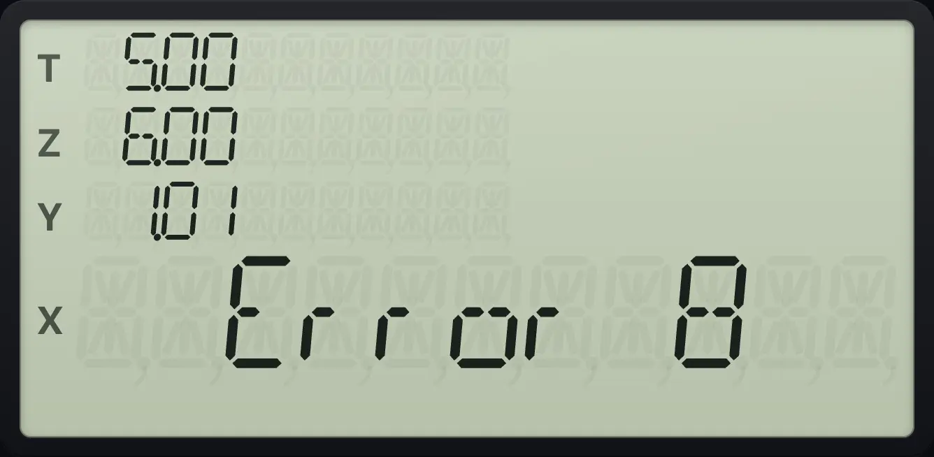 Result of the example "Maturity before settlement" The display shows:   Error 8 /  5.00 /  6.00 /  1.01 /  1.01.