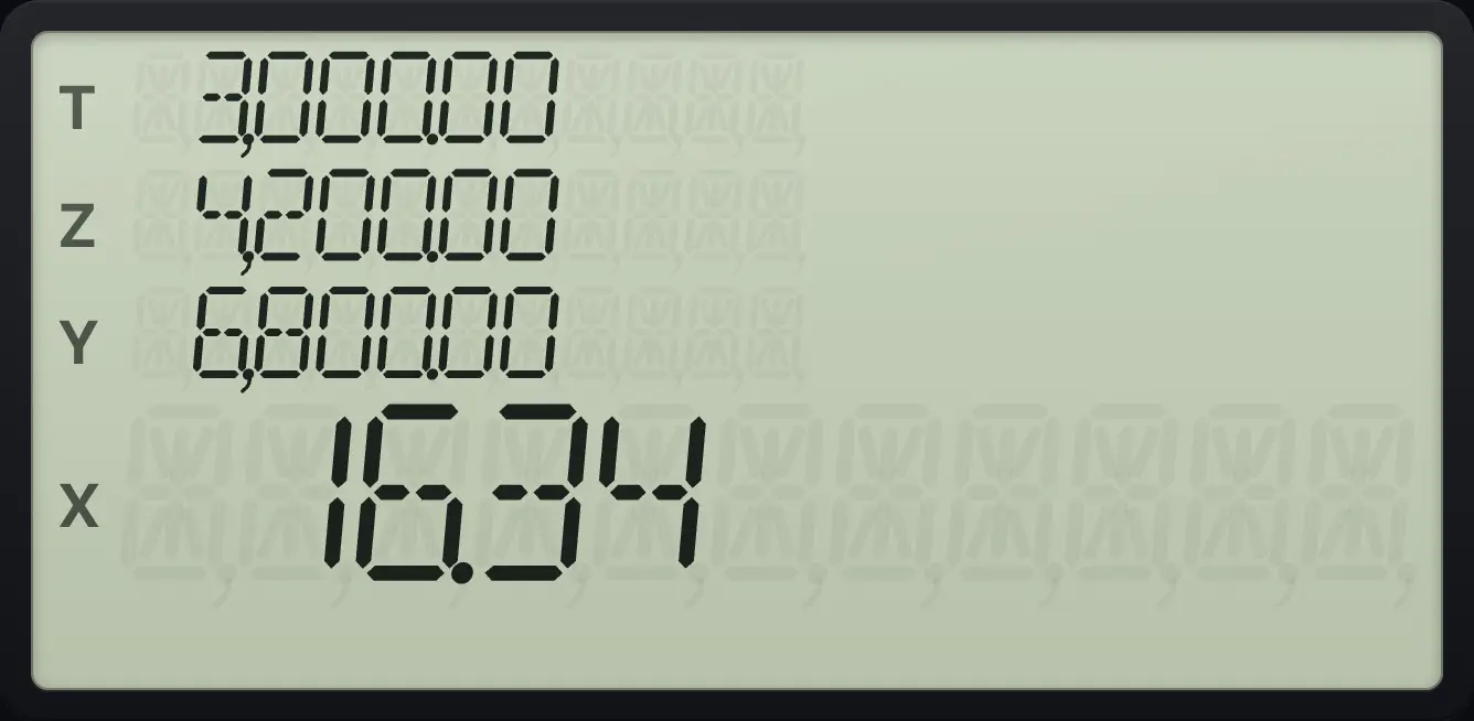 Result of the example "IRR of the project" The display shows:  3,000.00 /  4,200.00 /  6,800.00 /  16.34.