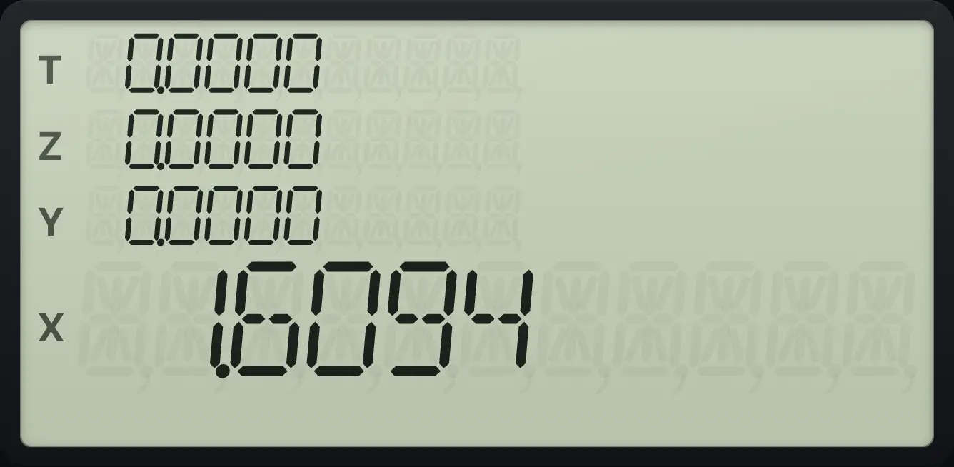 Result of the example "Natural log of 5" The display shows: 0.0000 / 0.0000 / 0.0000 / 1.6094.