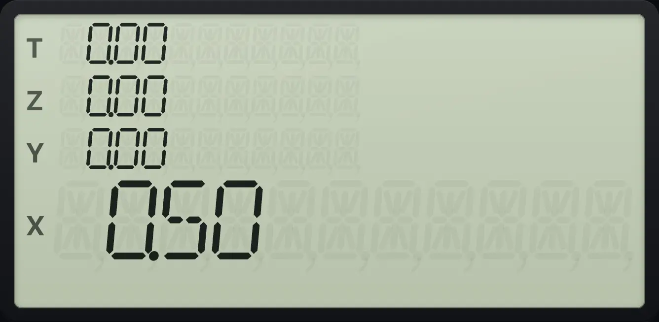 Result of the example "Convert 6% a year to a monthly rate" The display shows:  0.00 /  0.00 /  0.00 /  0.50.