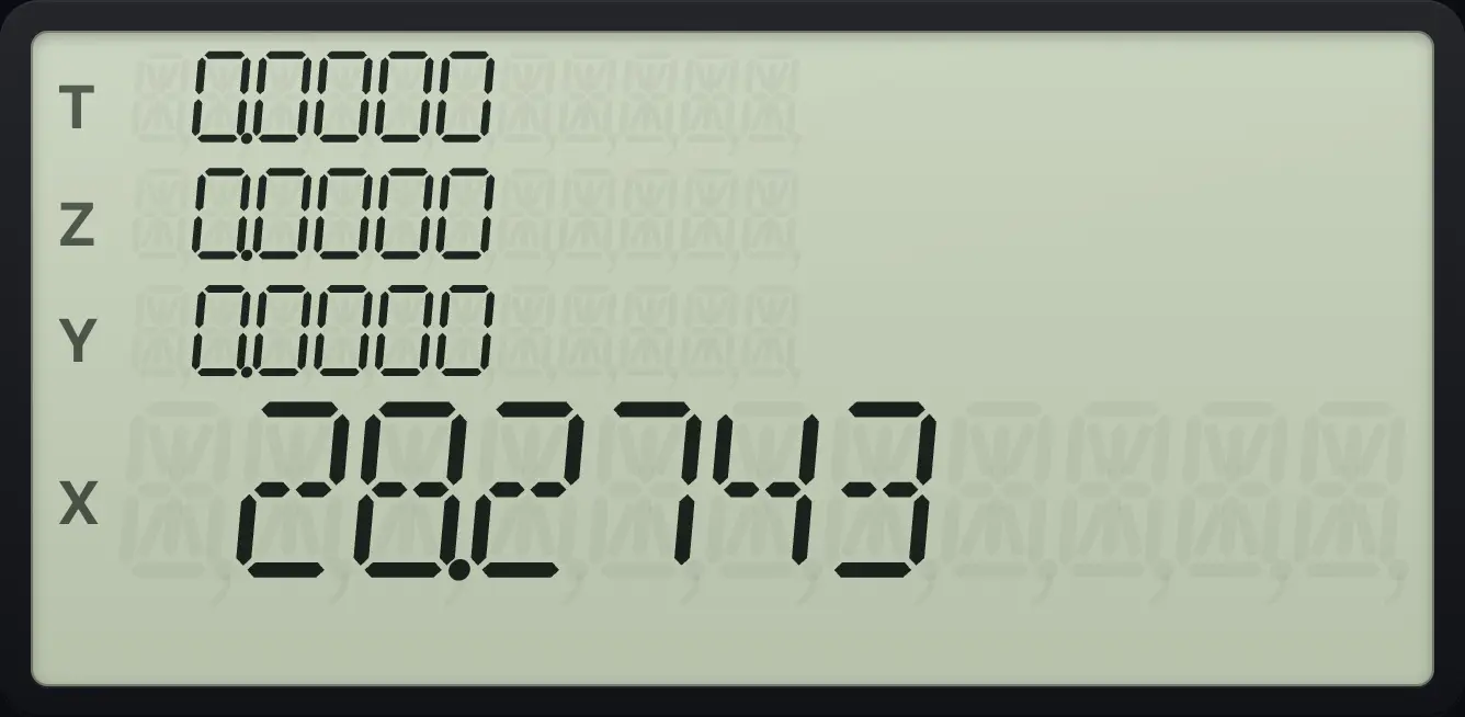Result of the example "Area of a circle from its radius" The display shows:  0.0000 /  0.0000 /  0.0000 /  28.2743.