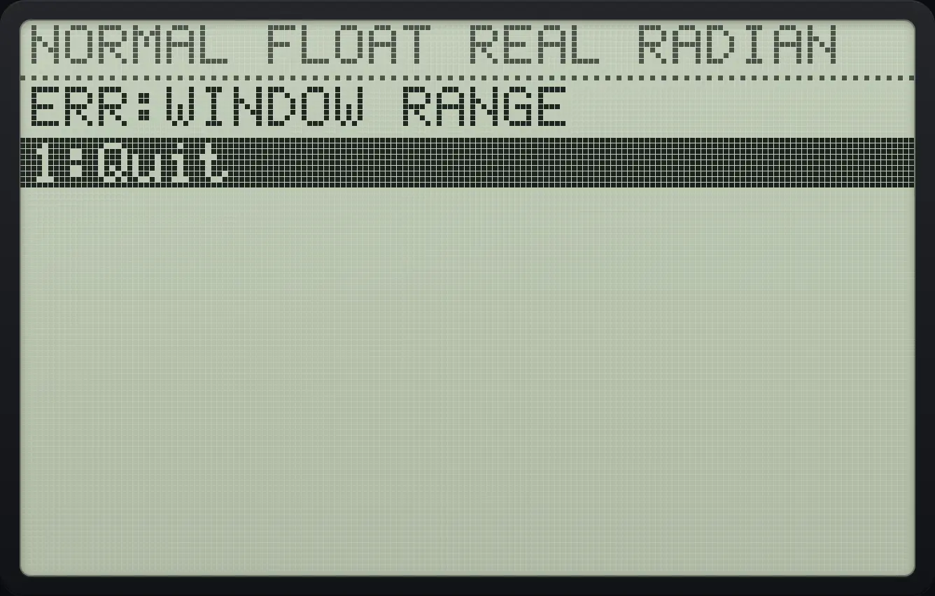 Result of the example "A window that cannot be drawn" The display shows: ERR:WINDOW RANGE / 1:Quit.