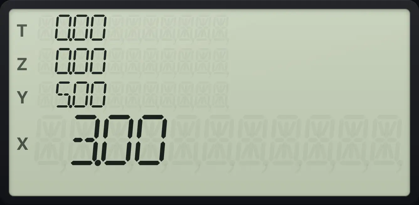 Result of the example "Square root leaves the rest alone" The display shows: 0.00 / 0.00 / 5.00 / 3.00.
