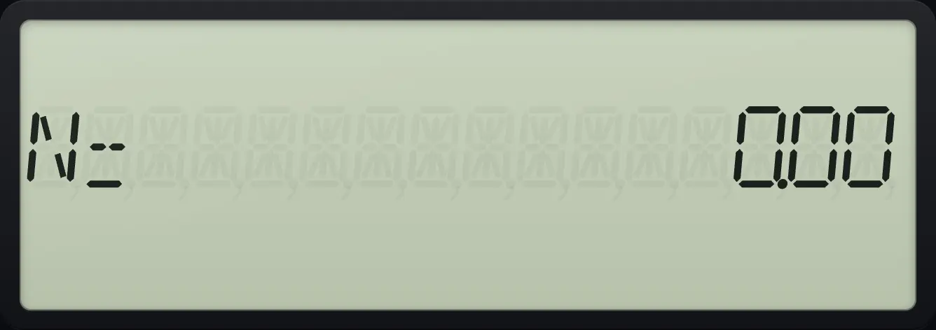 Result of the example "Clear and check" The display shows: N= 0.00.