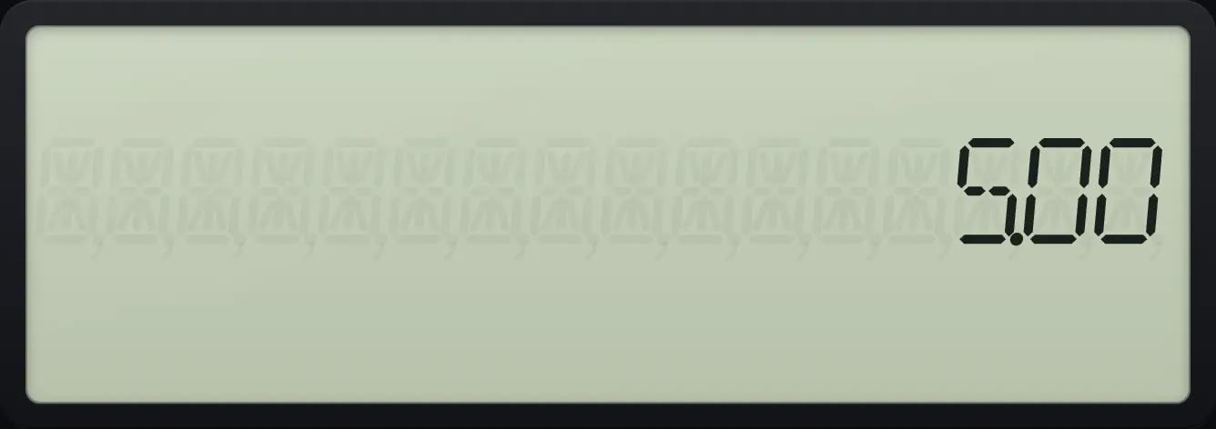 Result of the example "Cancel a reset" The display shows: 5.00.