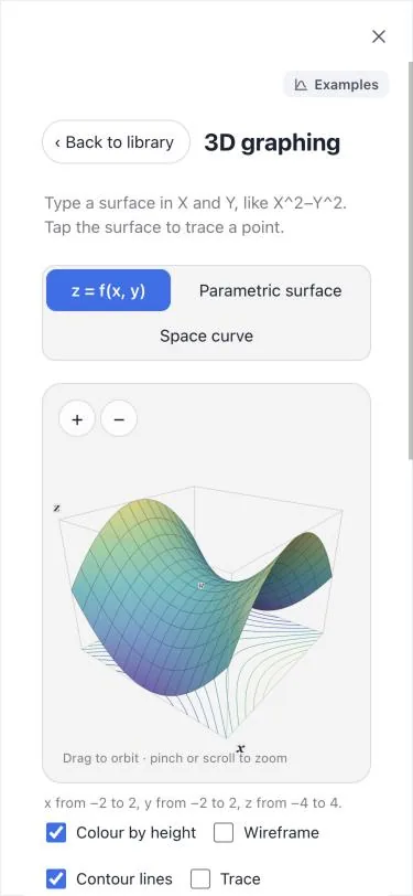 3D graphing lab with a colored surface