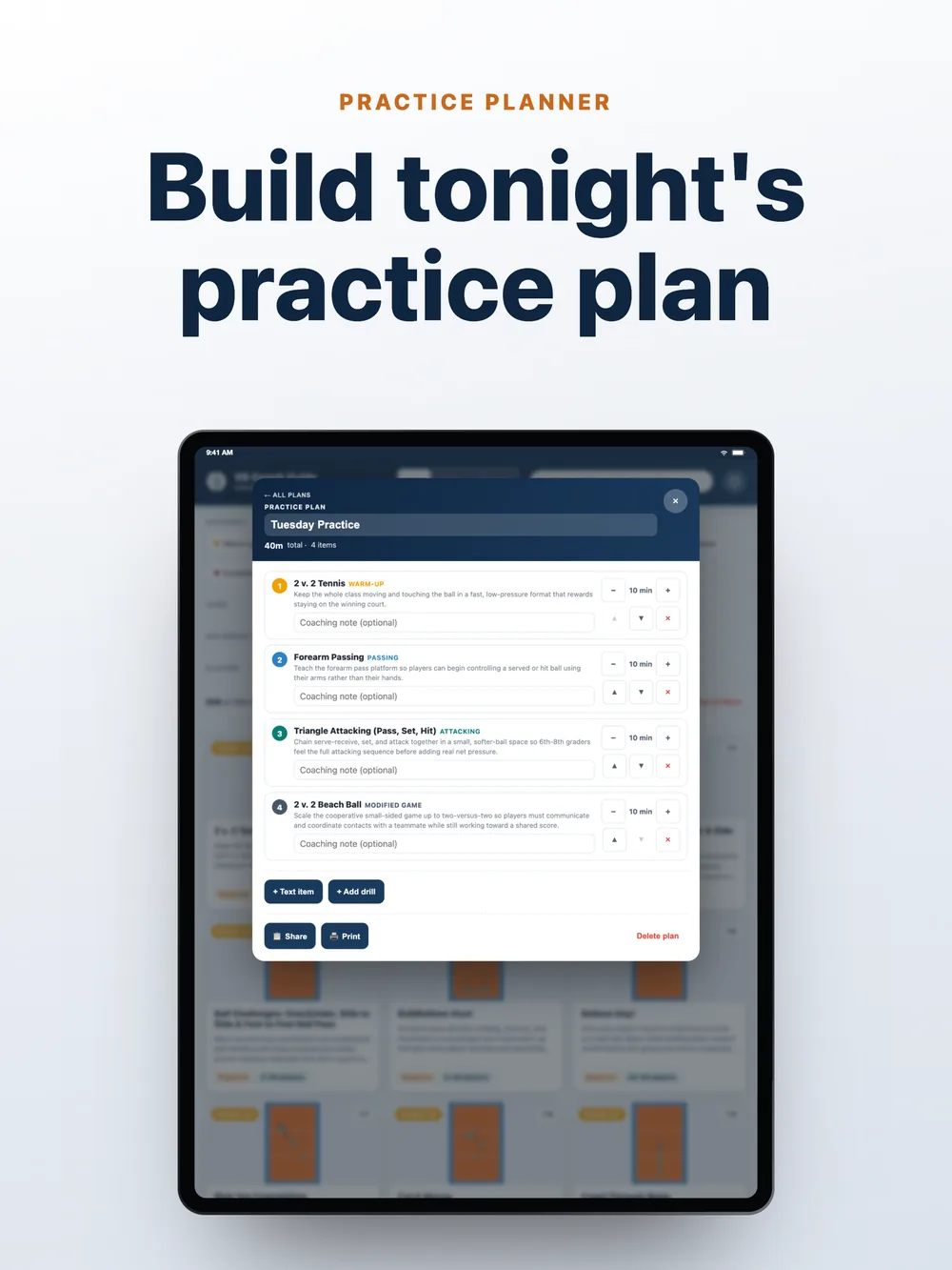 Practice plan on iPad